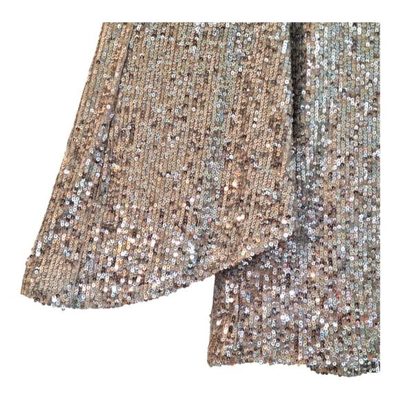BLING Cable and Gauge M Glitzy Glam Party Top Sequins Split Bell Sleeves Holiday - Picture 6 of 16